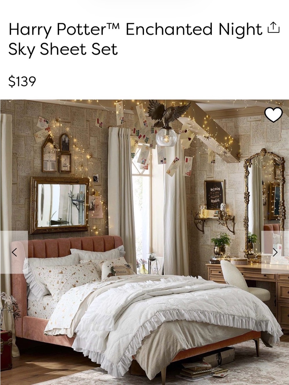 Pottery Barn Teen Harry Potter Enchanted night sky Cotton Sheet Set size Full - Picture 4 of 9